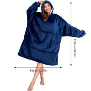 Oversized Hooded Blanket Flannel Wearable Throw with Pocket and Hood