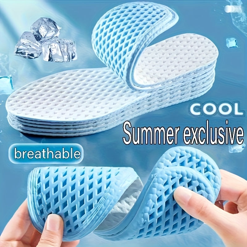 Unisex Summer Breathable Cooling Shoe Insoles 2 Pairs Purple Blue