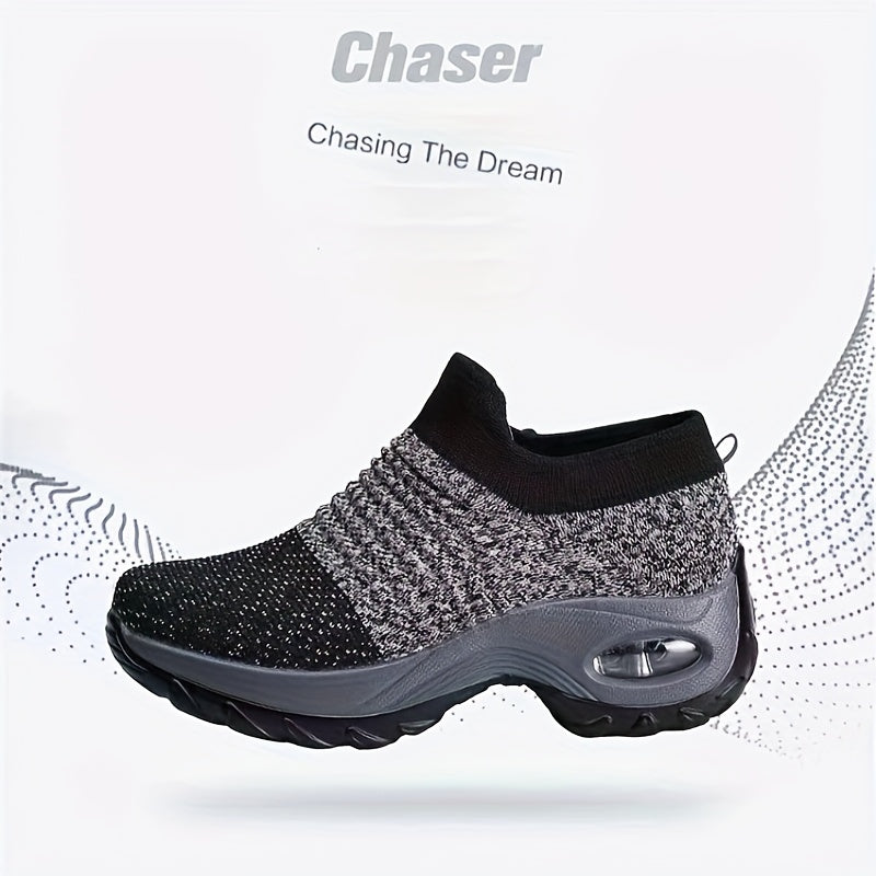 Women's Mesh Chunky Sneakers With Air Cushion Sole, Low Top Athletic Shoes