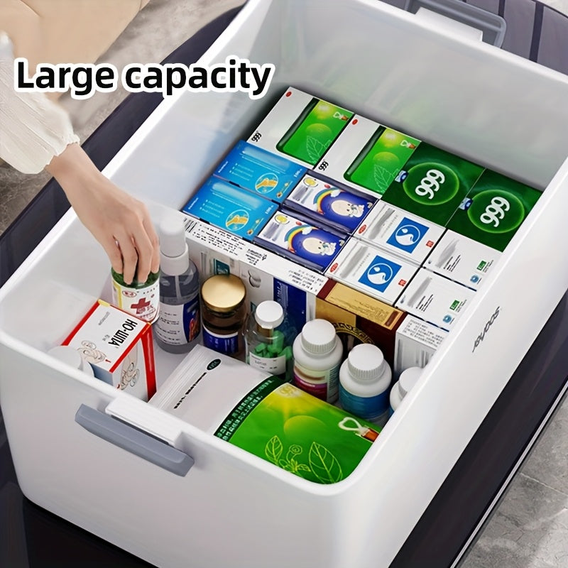 Caja de almacenamiento de primeros auxilios, resistente al agua, de plástico, con múltiples compartimentos y ventana transparente