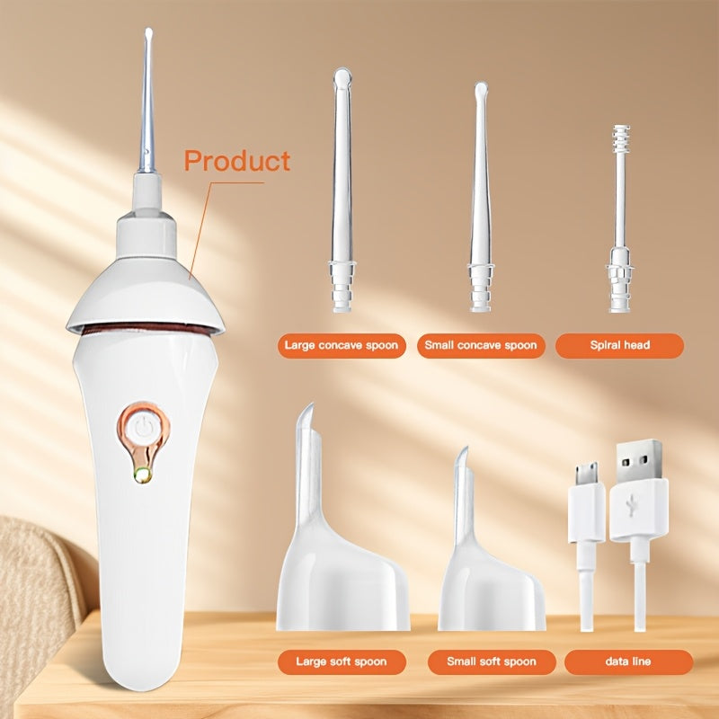Rechargeable USB Earwax Remover Kit with LED Light Ear Cleaning Tool