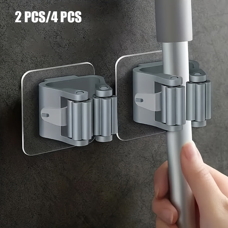 Self-Adhesive Wall Hooks for Brooms Mops and Tools Waterproof Non-Slip Organizer for Home Bathroom Kitchen Garden Garage