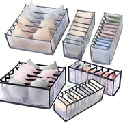 Set of 3 Foldable Closet Organizer Bins with 6, 7, and 11 Compartments for Underwear Socks Storage
