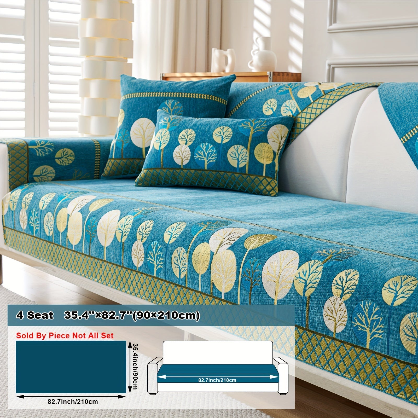 Boho Style Sofa Cushion with Moon and Tree Design Chenille All-Season Pet-Friendly Soft Modern