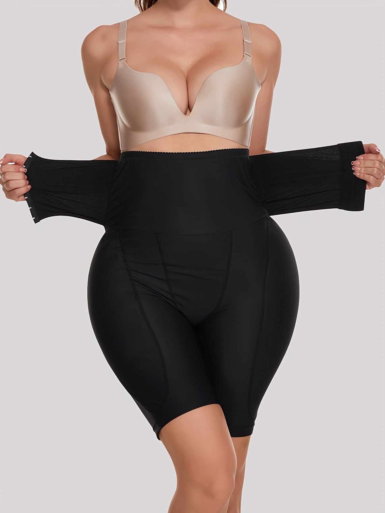 Women High Waist Shaping Shorts Tummy Control Butt Lift Solid Knit Fabric