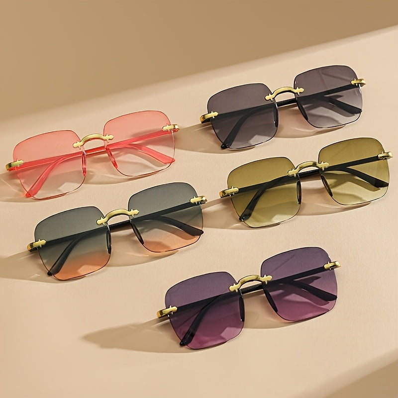 Women's Frameless Square Polycarbonate Sunglasses for Photography and Outdoor Activities