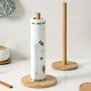 Wood Kitchen Storage Rack with Vertical Paper Towel Holder and Cling Film Storage