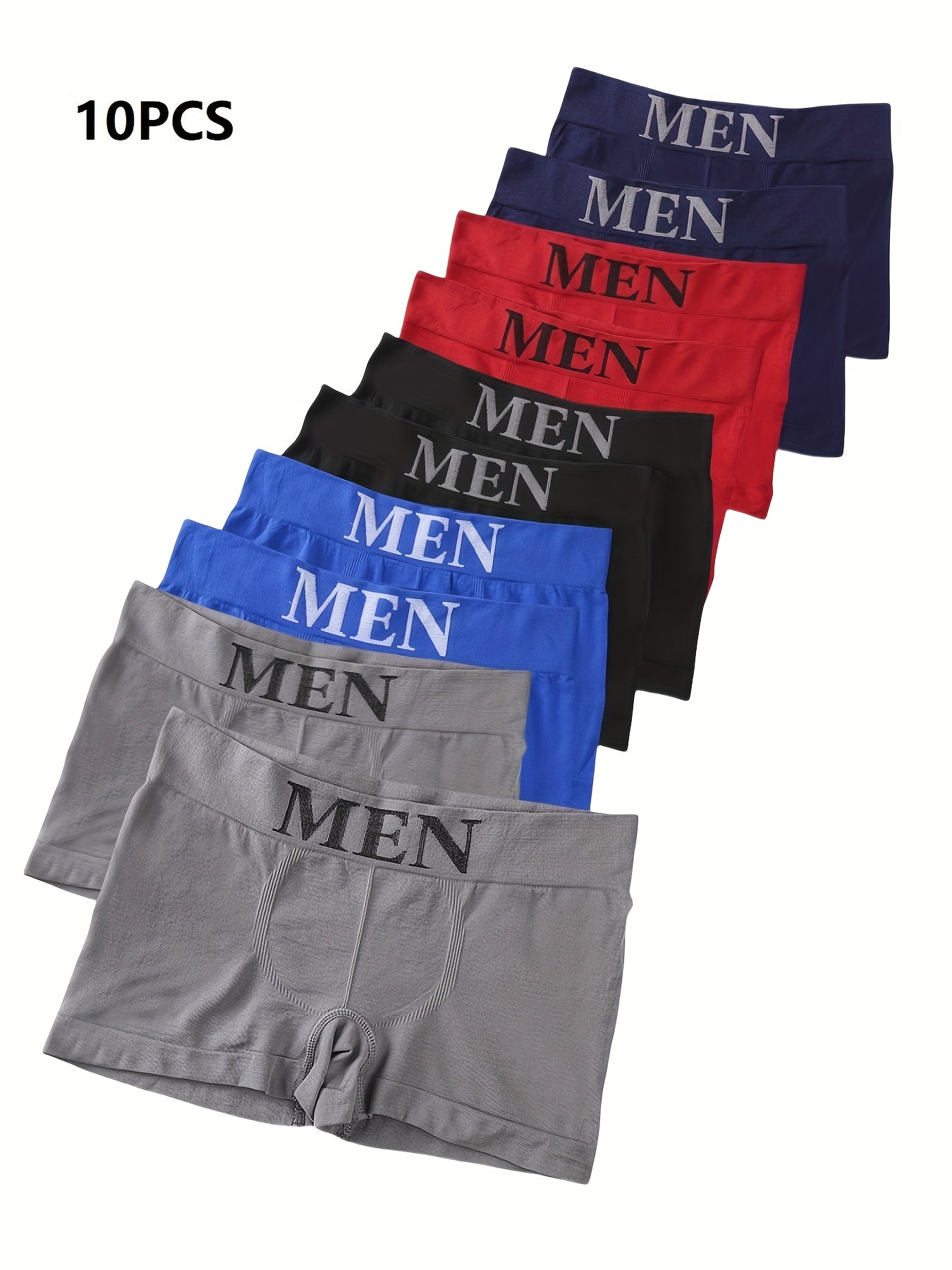 Men's Seamless Boxer Briefs 10-Pack Modal Spandex Alphabet Pattern Breathable Comfort