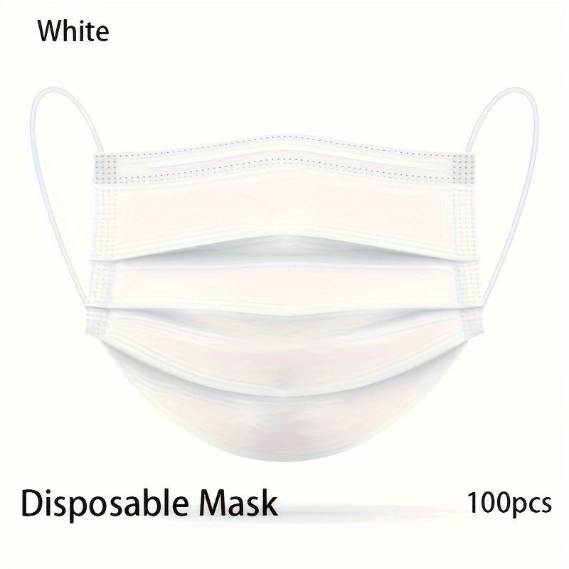 Disposable Face Masks for Adults 100 Pack Breathable Hypoallergenic with Adjustable Ear Loops