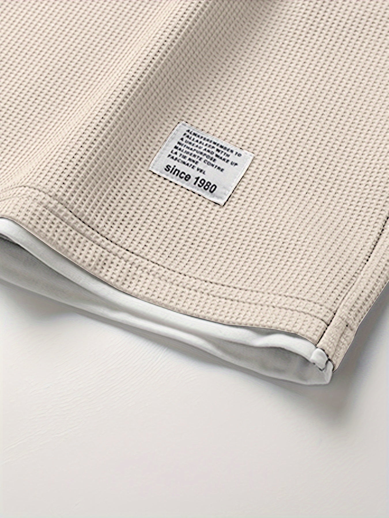 Camiseta de cuello redondo con patrón de cuadrícula de waffle para hombre, conjunto deportivo casual de dos piezas, transpirable, poliéster