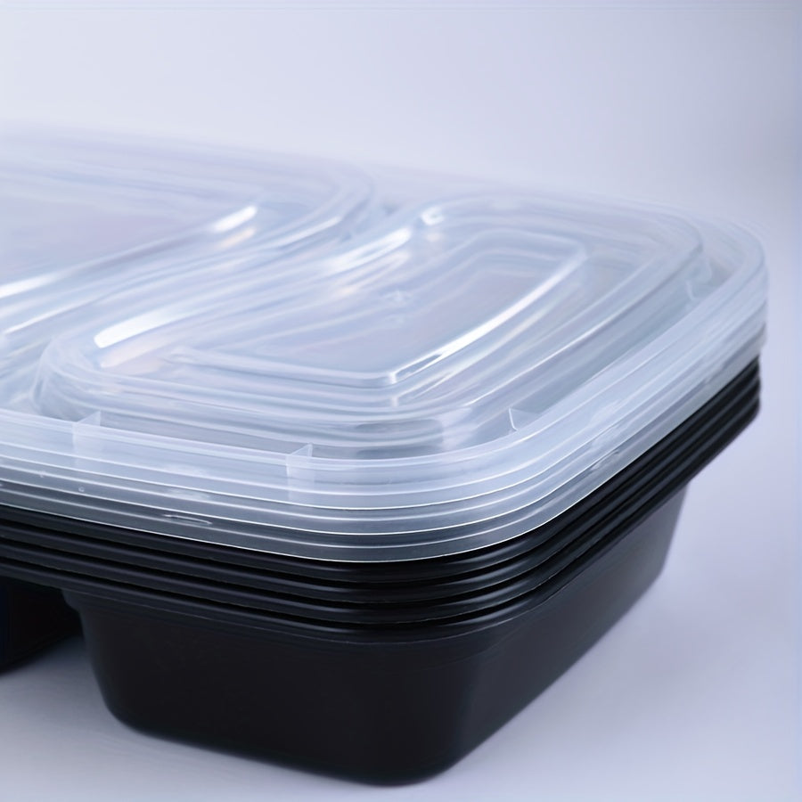 30 juegos de 50 recipientes de plástico negro para alimentos, 30 oz, a prueba de fugas, aptos para microondas