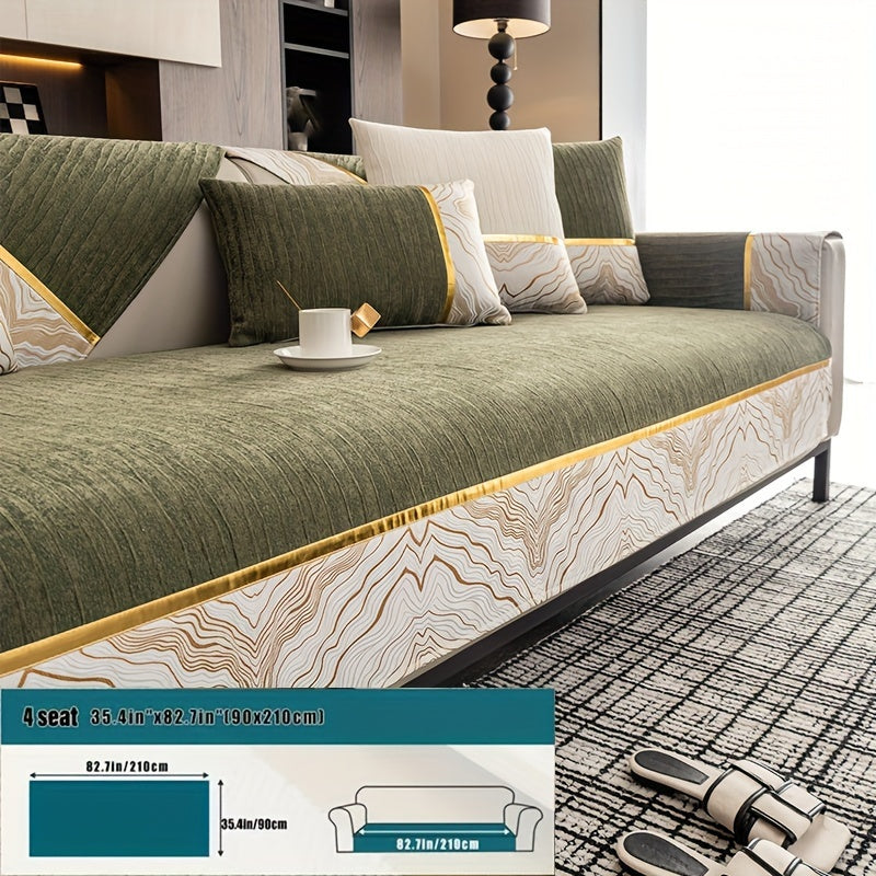 Chenille Sofa Cover for All Seasons Pet-Friendly Non-Slip Fits 1-4 Seater L-Shaped Contemporary
