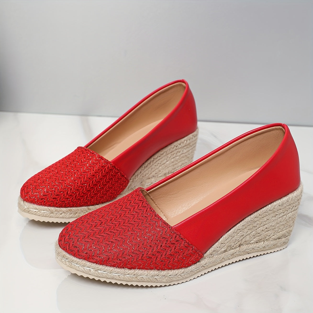 Women’s Casual Striped Wedge Heels with Spike Embellishments Synthetic Platform Shoes