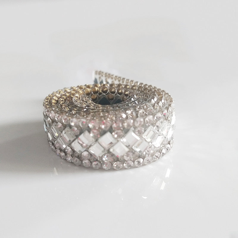 O'z-o'zidan yopishadigan rhinestone chiziq avtomobil bezatish uchun sovg'a materiallari, kumush porloq lenta