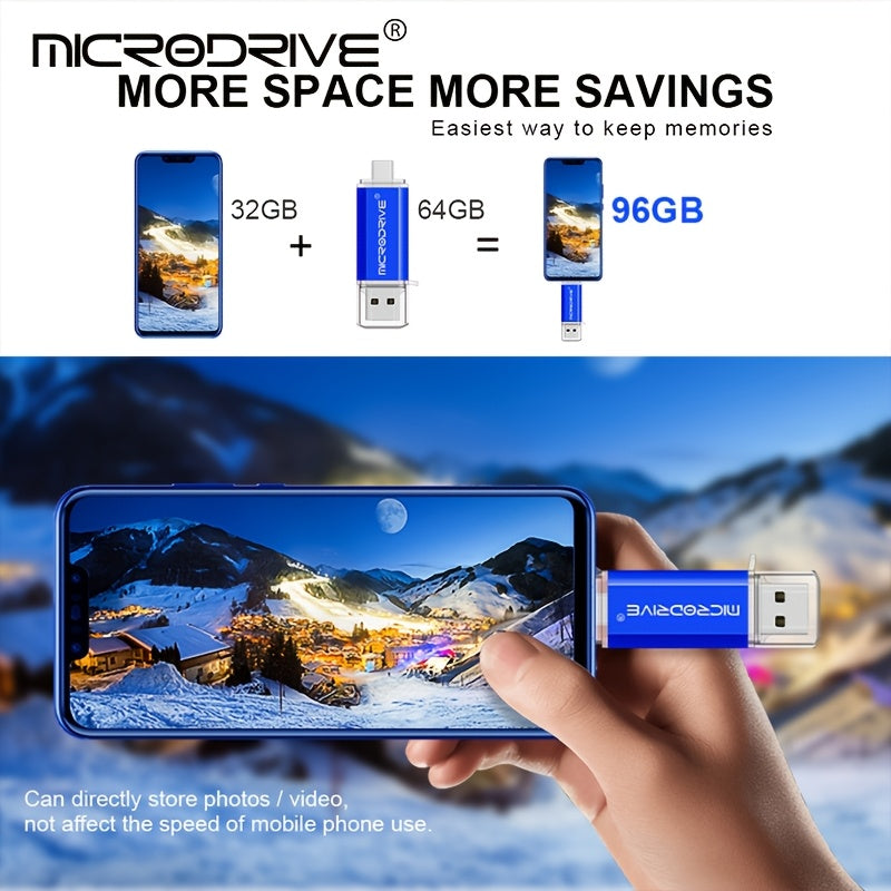 MICRODRIVE 2.0 USB-C Flesh Drayv - Yuqori tezlikdagi OTG xotira kaliti, muzlatilgan metall tekstura, 128GB/64GB/32GB/16GB, Noutbuk va smartfonlar bilan mos, Qizil/Qora, Qiziqarli dizayn