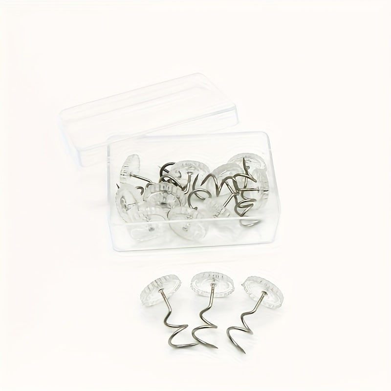 Sofa Cover Fixing Clips Set of 24 and 12 Twist Nails for Edge Securing Transparent Spiral Needle Bed Skirt