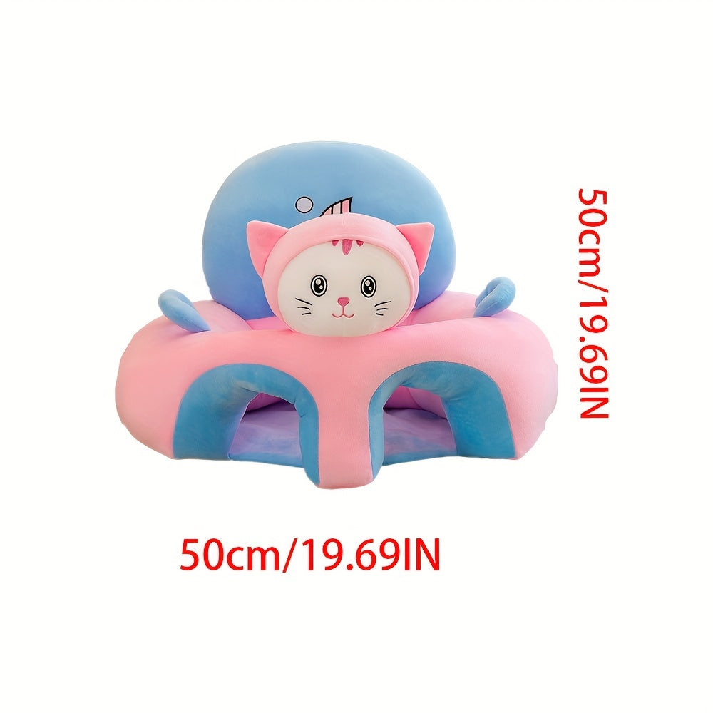 Baby Floor Seat with Plush Animal Design Support for Sitting Up Learning to Sit