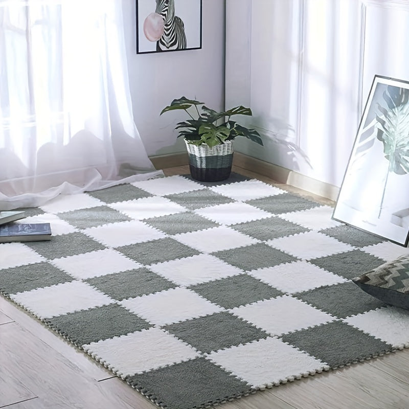 Juego de 10 alfombrillas de puzzle suaves para salón o dormitorio de 11.8 pulgadas cuadradas
