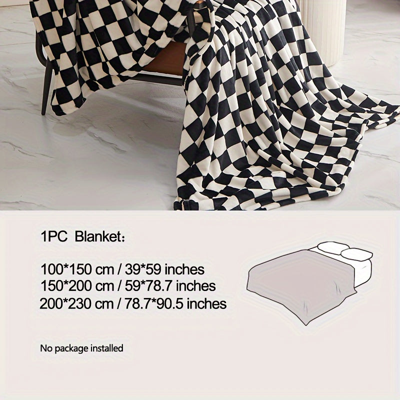 Thickened Flannel Blanket Checkered Soft Warm for Living Room Bedroom Sofa