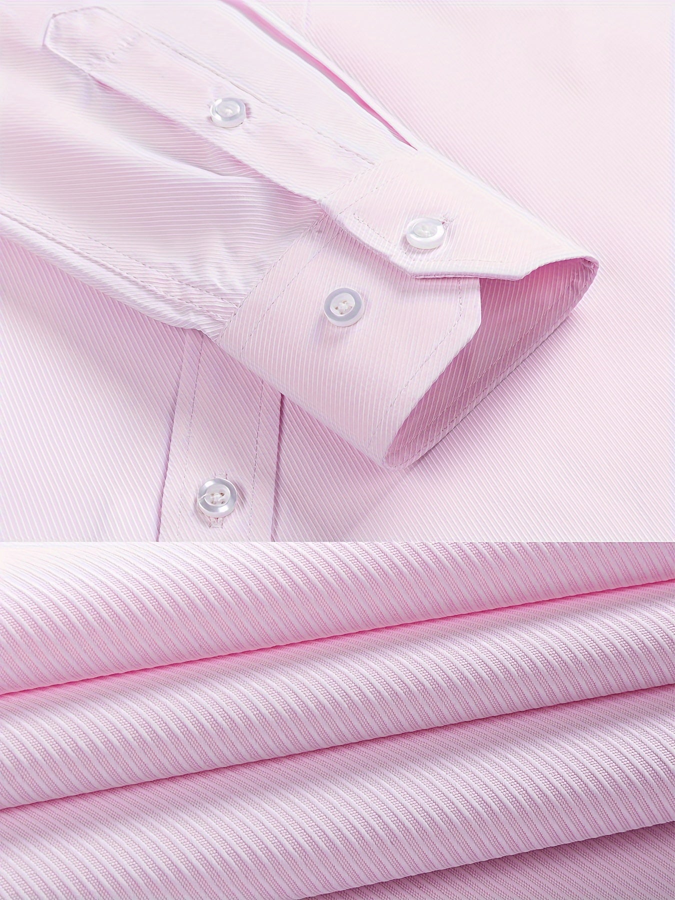 Men's Solid Color Long Sleeve Cotton Blend Shirt for Business Casual