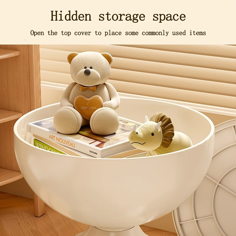 White Multi-Functional Side Table with Storage and Removable Tray