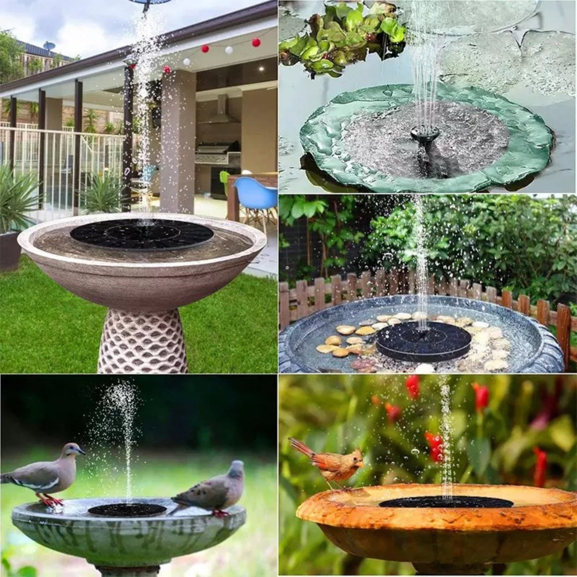 Solar Powered Water Fountain Pump for Pond Pool Bird Bath Plastic Eco-Friendly