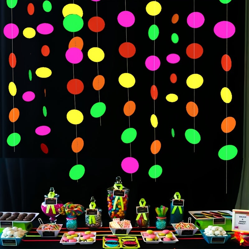 Fluorescent Paper Decorations with Star Discs Triangles and Pull Flowers for Parties