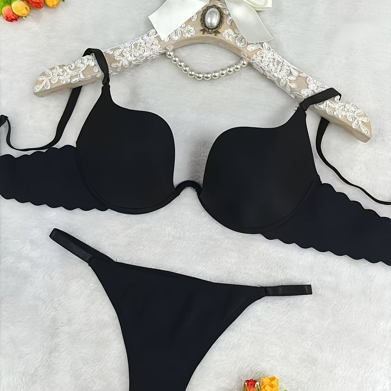 Seamless Wave Deep V Women's Swimsuit Black Size Medium