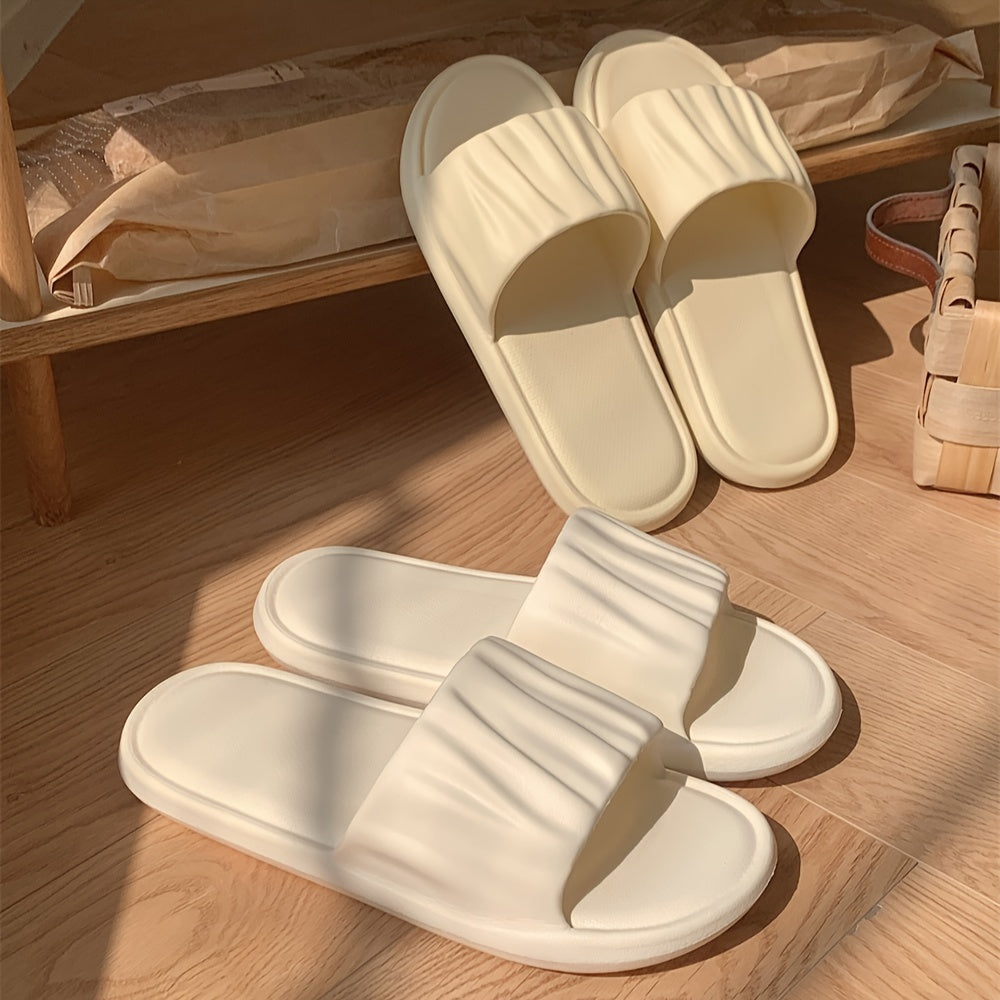 Women's EVA Slip-On Slippers, Anti-Slip, Odor-Resistant, Beige Indoor Shoes