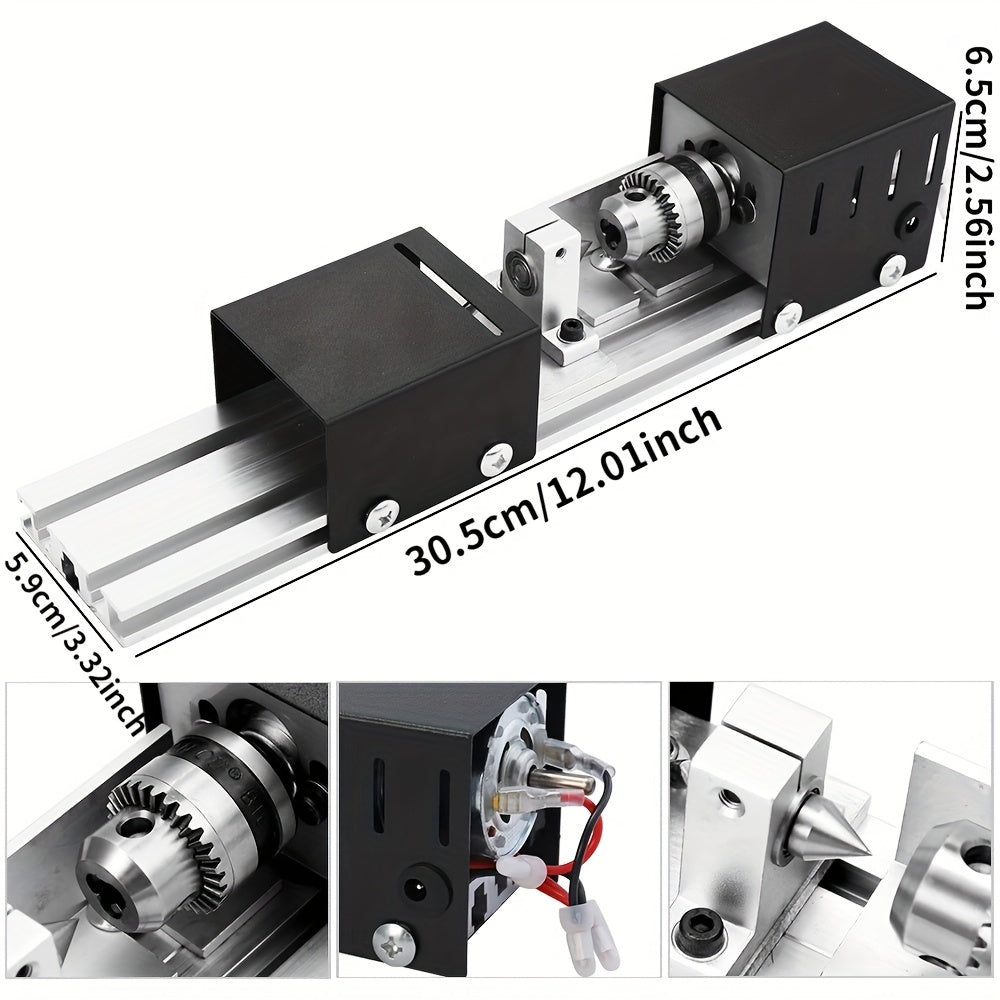 Mini Wood Lathe Machine for DIY Woodworking Polishing Drilling and Carving