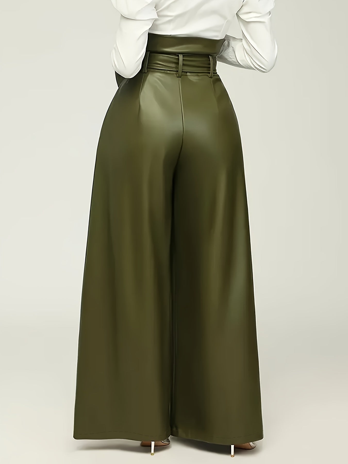 Women's Casual Solid Color Pants with Belt for Everyday Wear