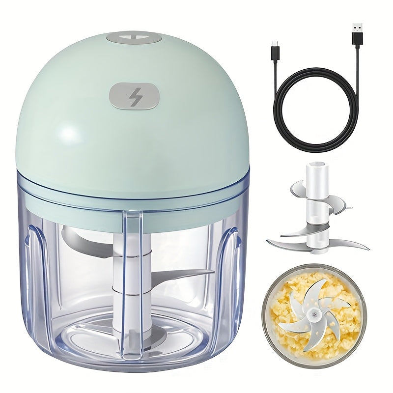 Мини-измельчитель для продуктов с сменными насадками для нарезки и измельчения, перезаряжаемый через USB