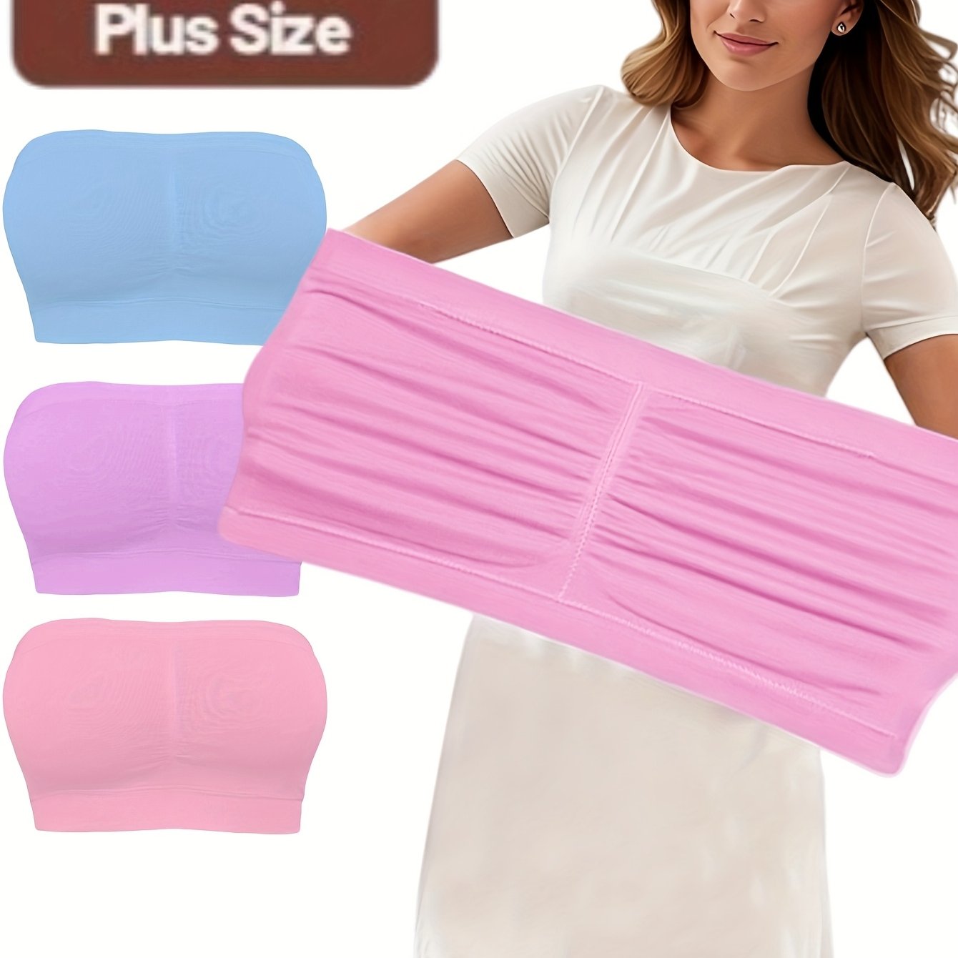 Women Seamless Sports Bras 3 Pack Breathable No-Pad Light Blue Pink Purple