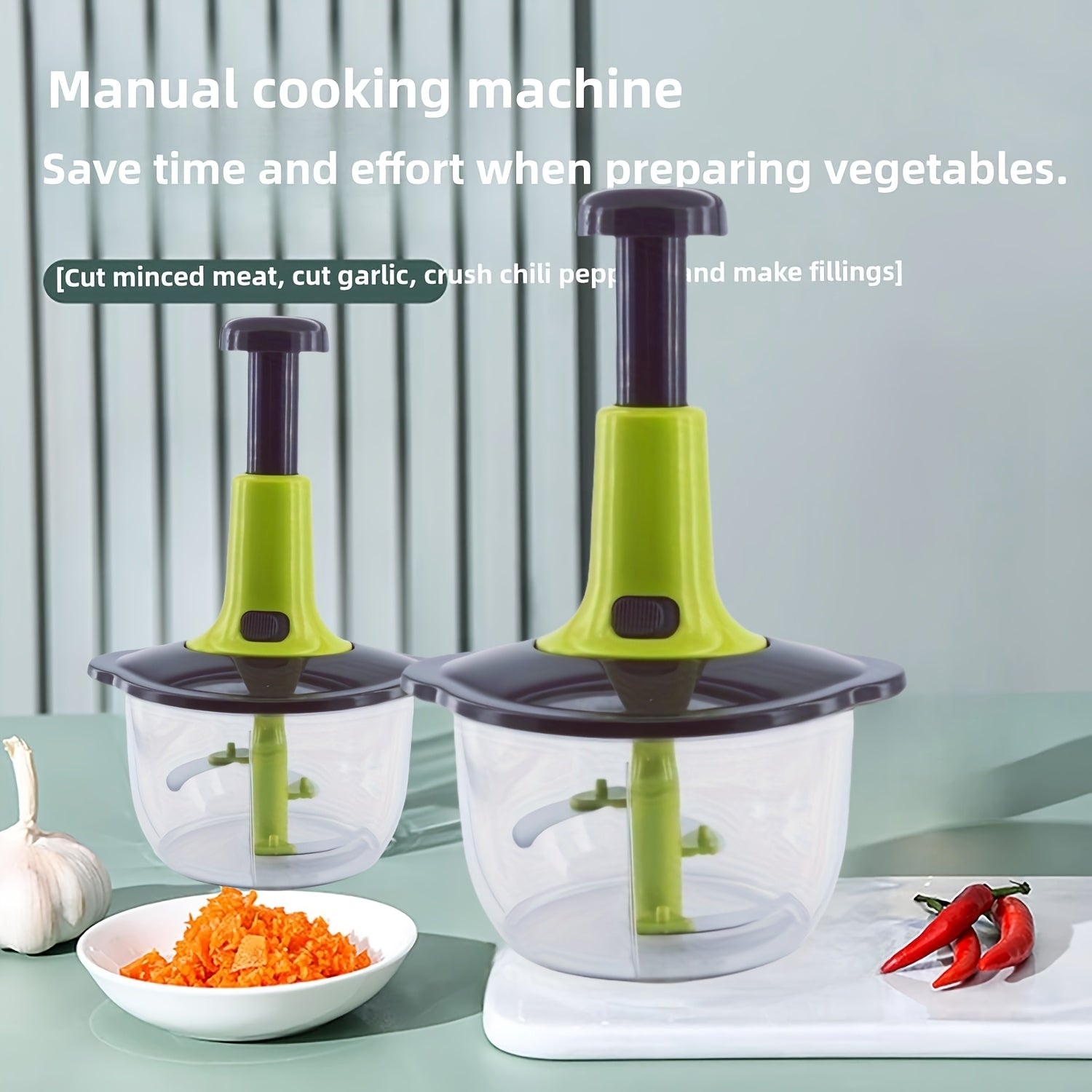 Metal Hand Food Chopper with Straight Blade Edge for Vegetables Fruits Herbs