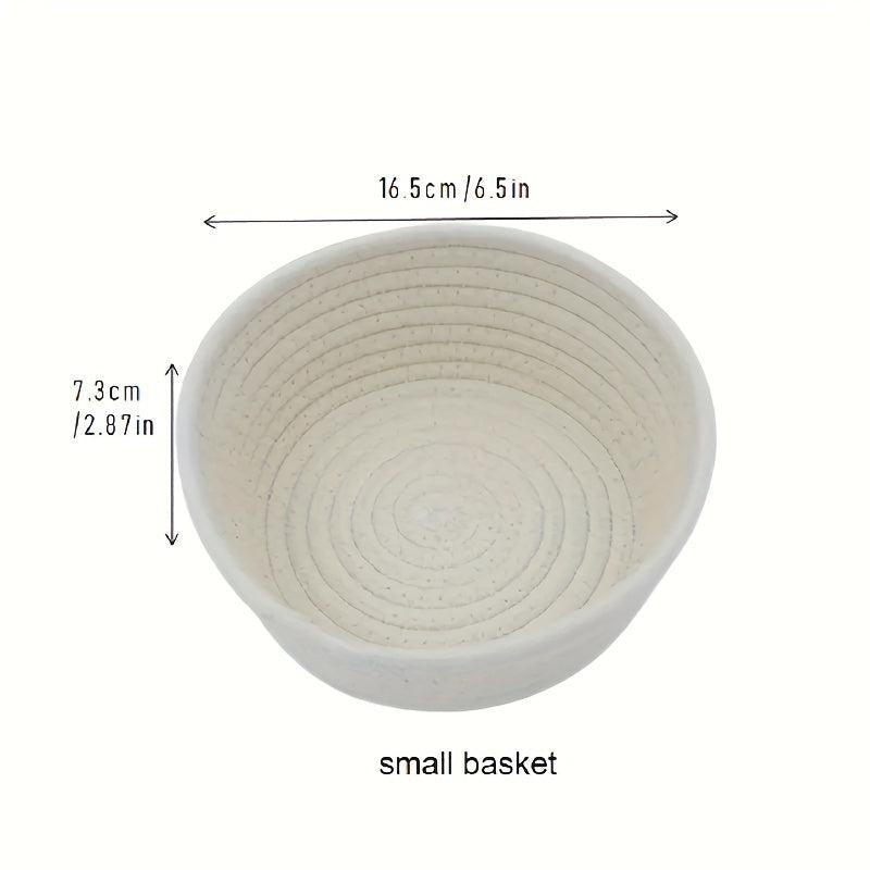 3 ta qo'l bilan to'qilgan paxta ipidan tayyorlangan saqlash savatlari to'plami, kosmetikalar, kalitlar va boshqa narsalarni zamonaviy uy tartibga solish uchun. Qahva stoli va ish stoli bezatish uchun ideal.