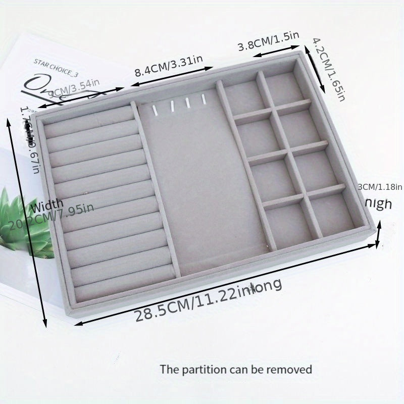 Jewelry Storage Box with Compartments for Rings Earrings Bracelets Necklaces and Watches 28.5cm x 20.5cm