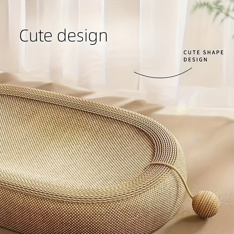 Durable Oval Cat Scratching Post with Sisal Rope Enclosed Design for Healthy Scratching