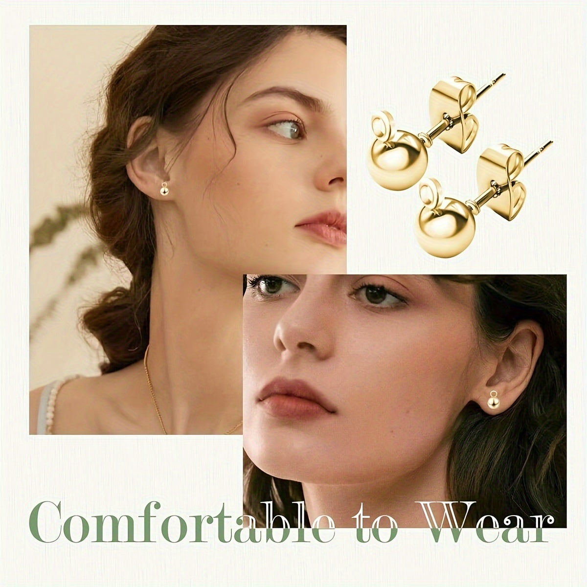 80 Pcs Jewelry Findings Set with Ball and Column Earrings and Butterfly Backs for DIY Jewelry Making in Silver and Gold