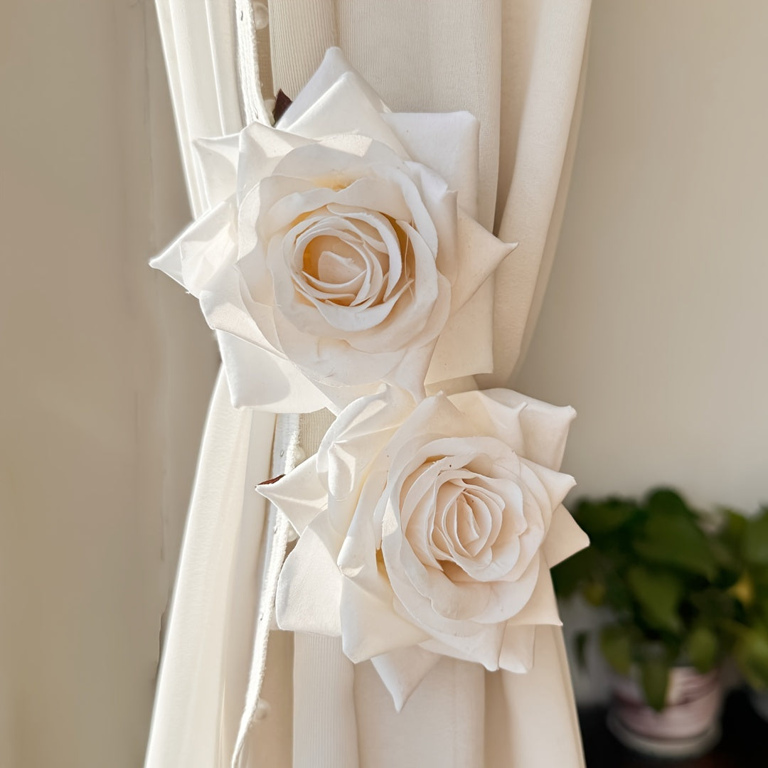 White Rose Curtain Tieback Cotton Linen Home Decor Living Room Office