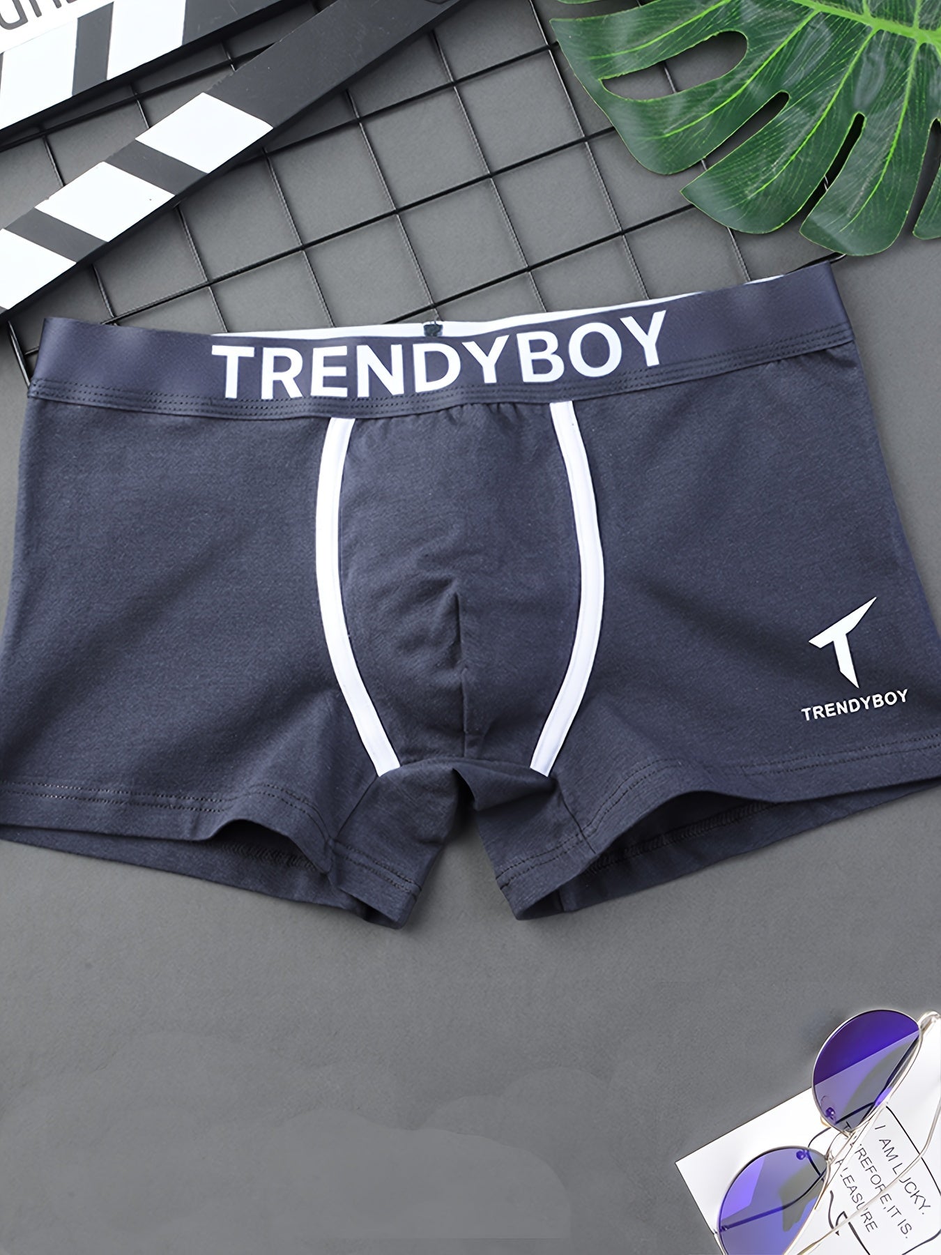 Men's Boxer Briefs Soft Breathable Polyester Blend Geometric Pattern Elastic Waist for Casual Sports Wear