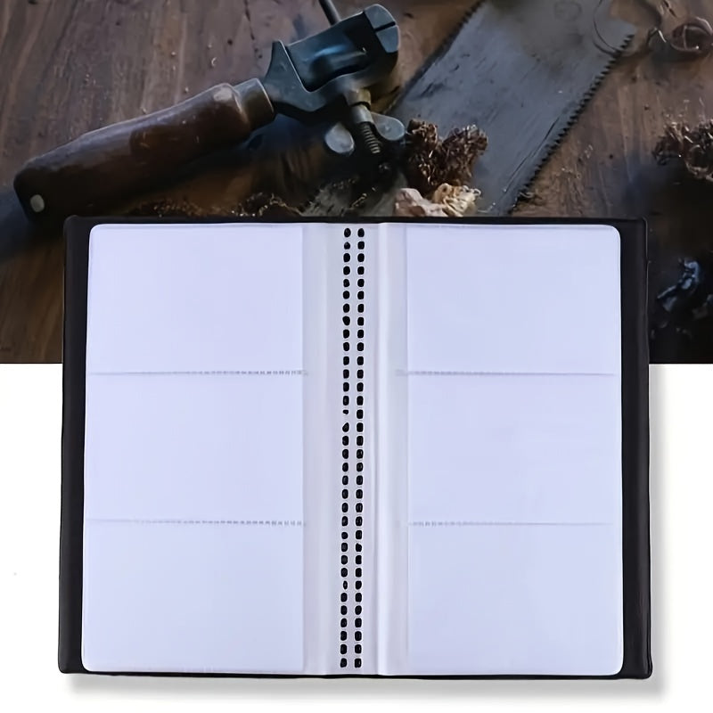 Black and White Business Card Holder Made of Durable PVC with Multiple Slots