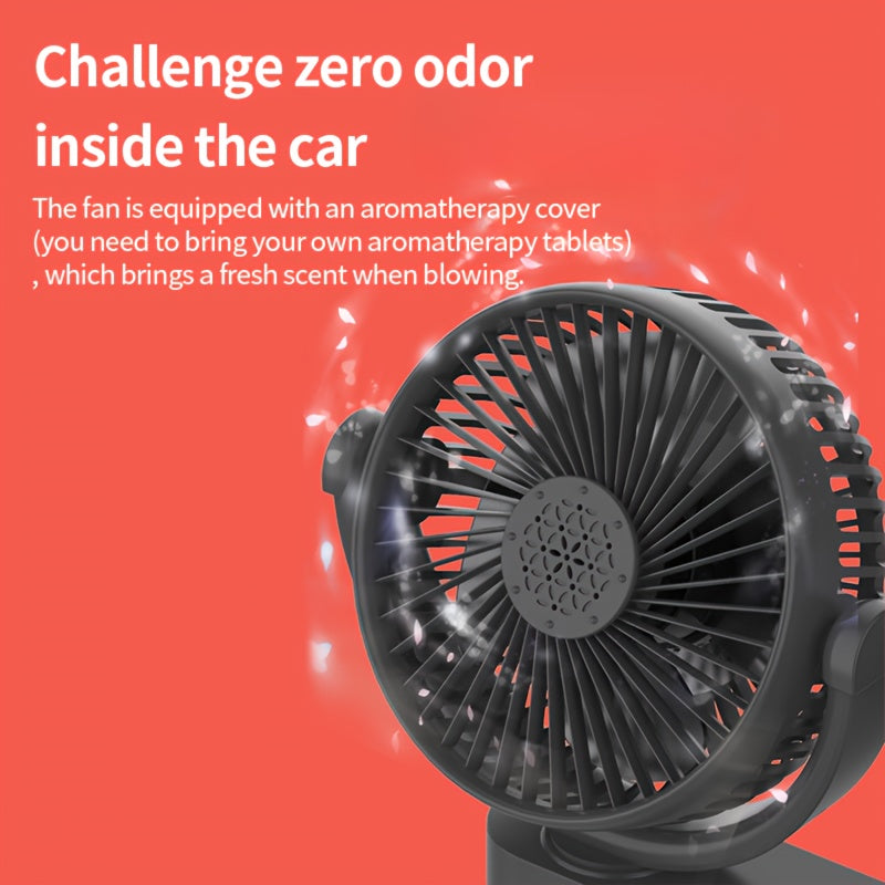 Portable USB Fan with Dual Rotating Heads, 3-Speed, Quiet Motor, Indoor Outdoor