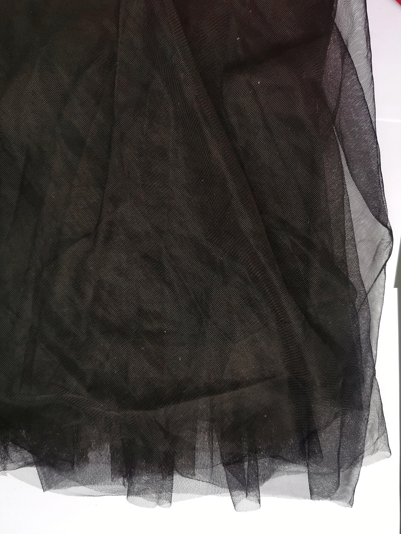 Plus Size Women's Elegant Black Tulle A-Line Skirt With Slit for Formal Wear