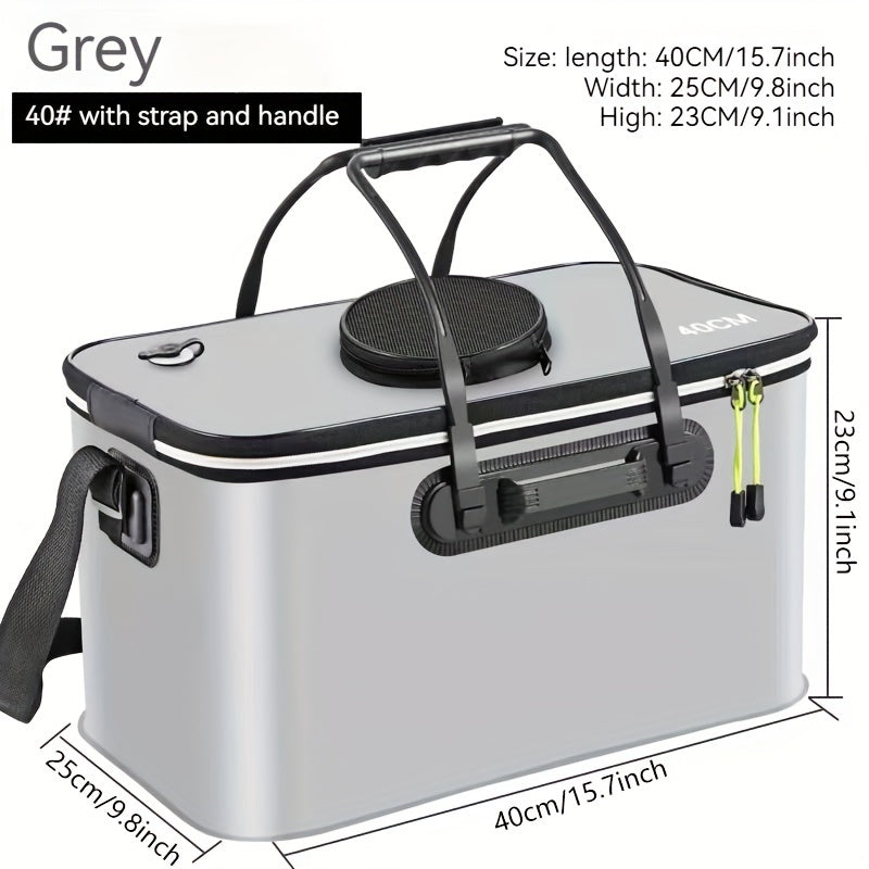 Waterproof EVA Fishing Gear Bag with Collapsible Live Fish Bucket and Tackle Storage
