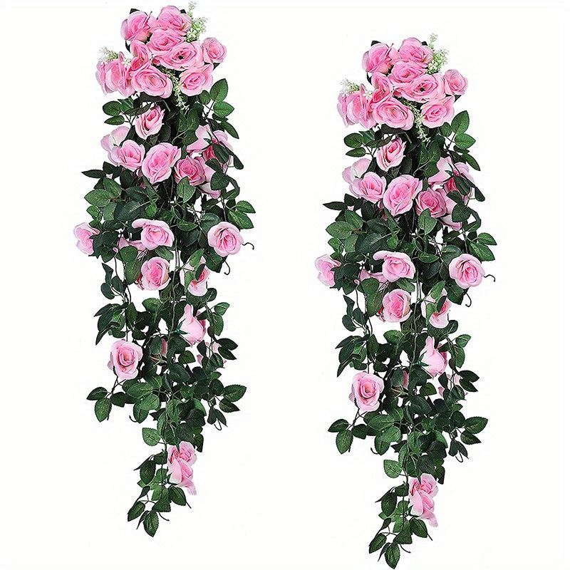 Artificial Rose Vine Garland 100.58cm for Indoor Outdoor Decor Valentine Mother's Day Graduation Independence Day