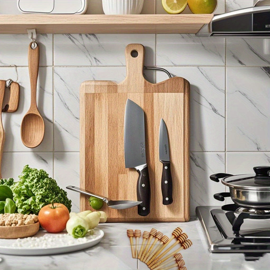 Set of 2 Long-Handled Wooden Honey Spoons for Coffee Tea and Milk