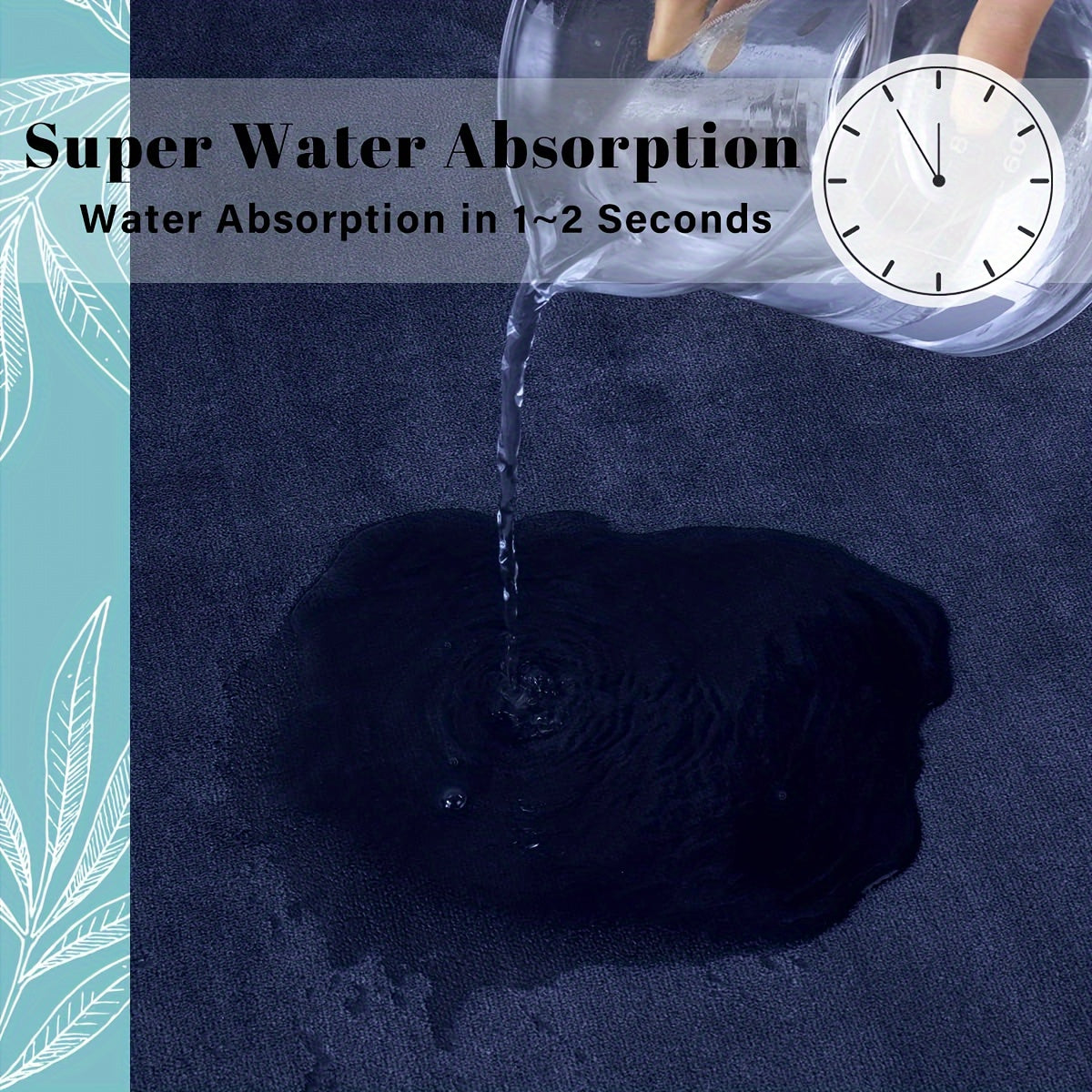 Memory Foam Bath Mat Geometric Pattern Anti-Slip PVC Backing 1.2cm Thick