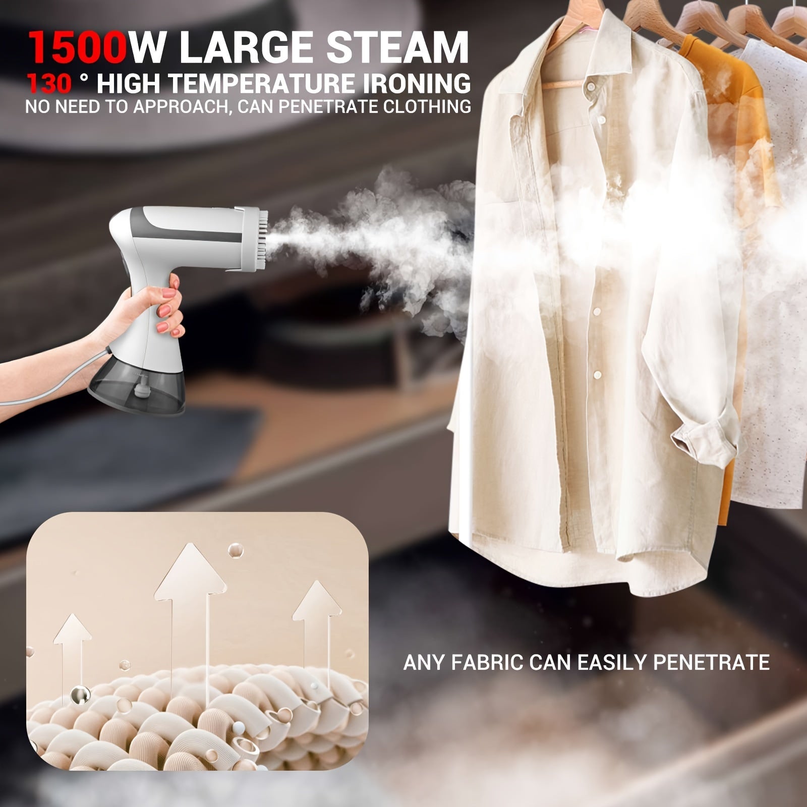 Handheld Travel Garment Steamer 1500W Portable Clothes Steamer with EU Plug