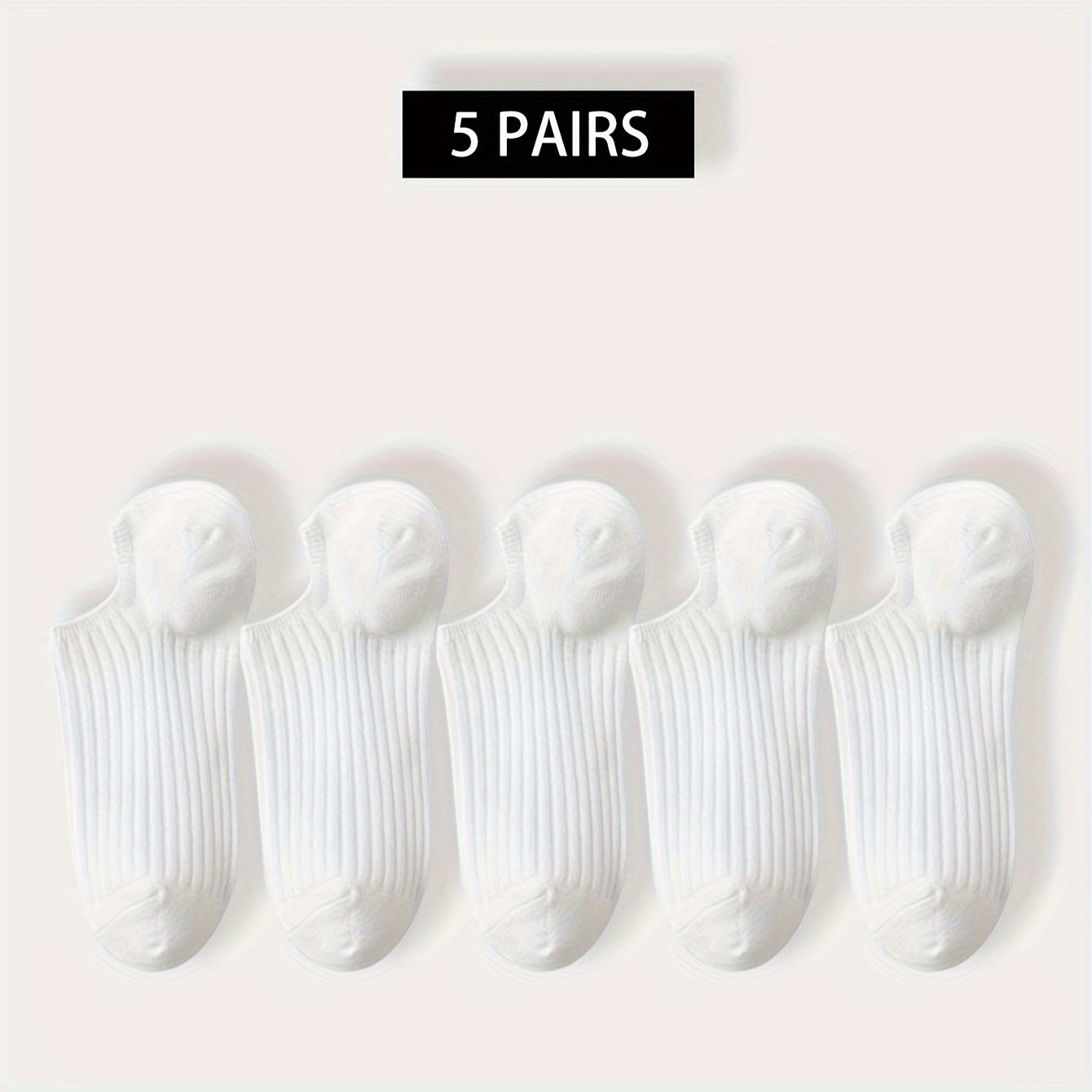 Men's Invisible Socks 5 Pairs Breathable Sweat-Resistant Anti-Odor Solid