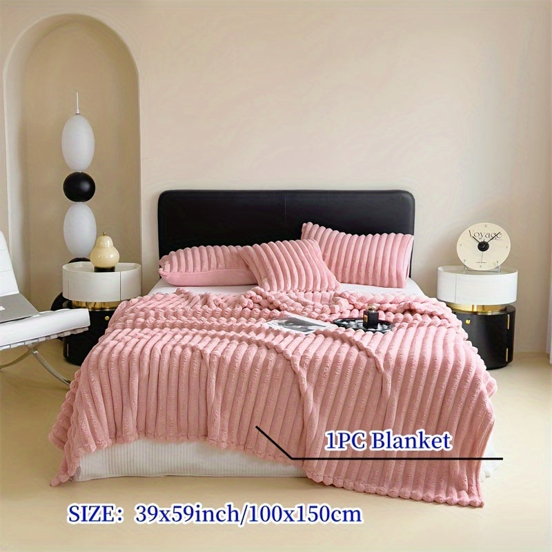 Double-Sided Faux Rabbit Fur Blanket Soft Warm Cozy for Bedroom Living Room Travel